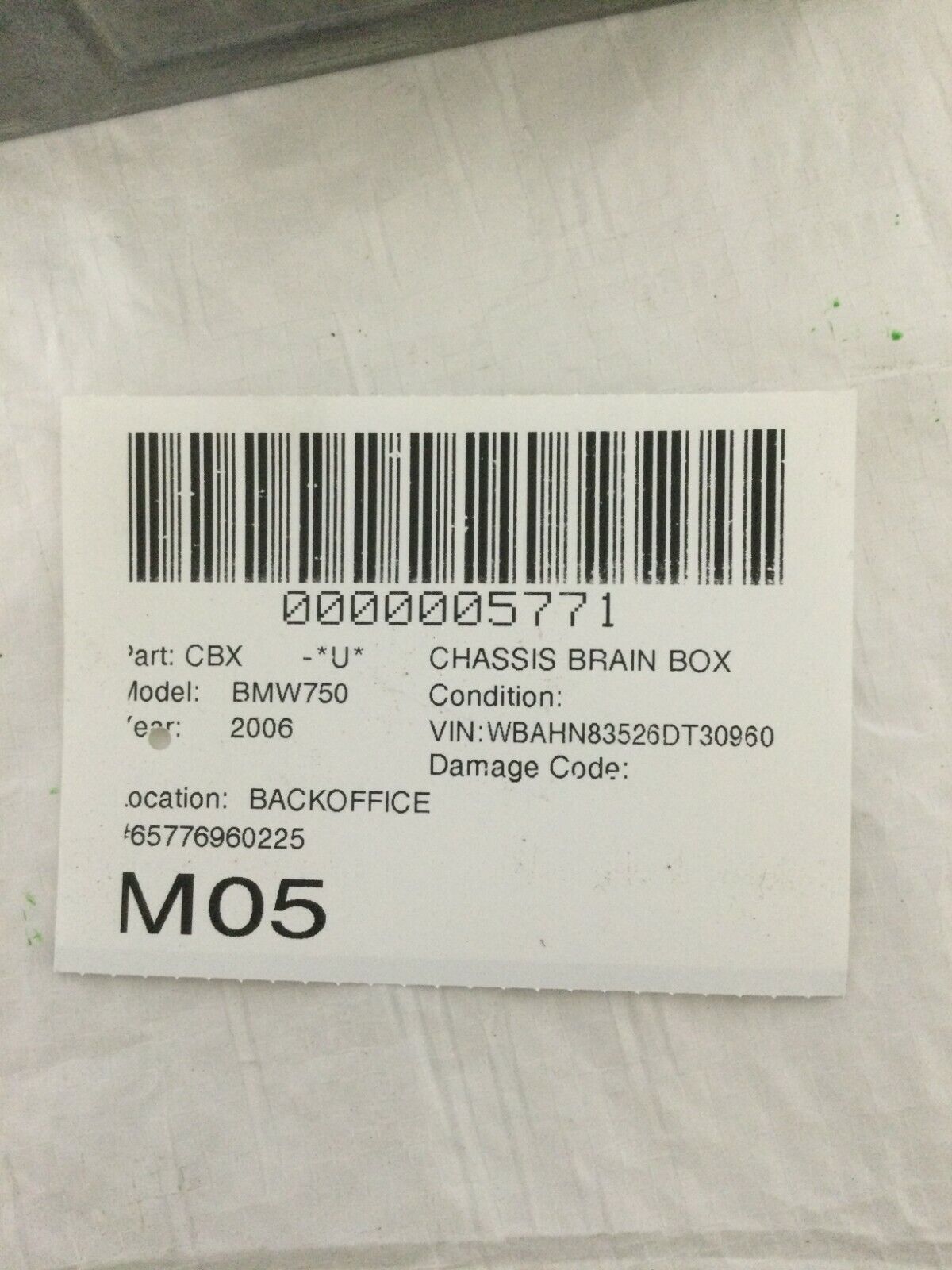 2006 BMW 750Li Sedan Crash Impact Sensor Module OEM 6960225 