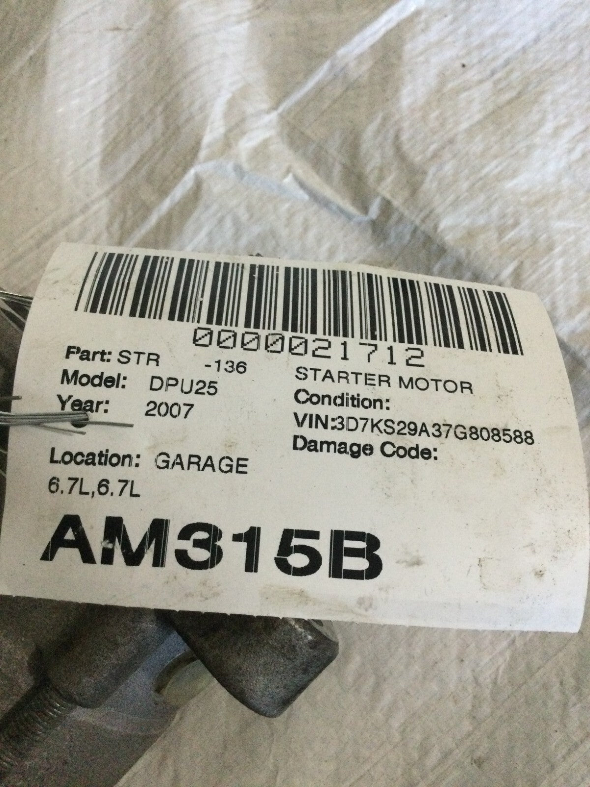 2007 Dodge Ram 2500 Starter Motor OEM