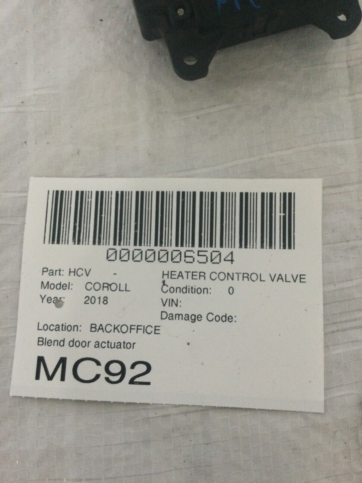 2018 Toyota Corolla Heater Climate Blend Door Actuator OEM