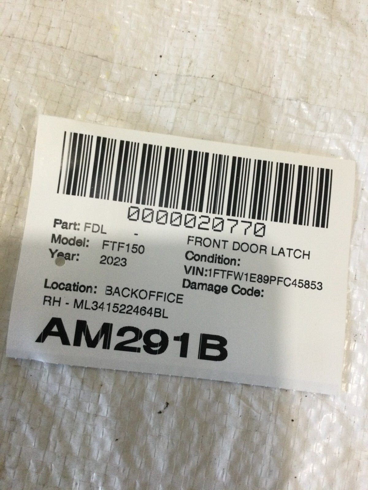 2023 Ford F150 Front Right Passenger Handle Bracket Frame ML34-1522464-BL OEM