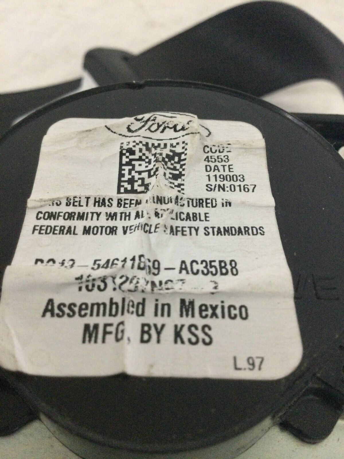 2019 Ford Taurus Rear Left Seat Belt OEM LH