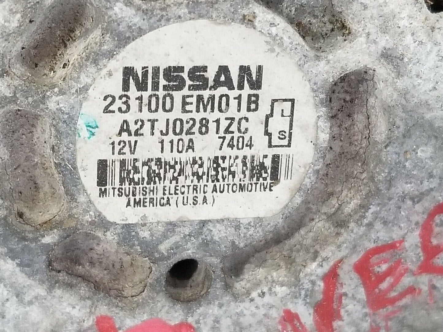 2007 2008 2009 Nissan Versa 2.0L Alternator Motor 23100-EM01B OEM