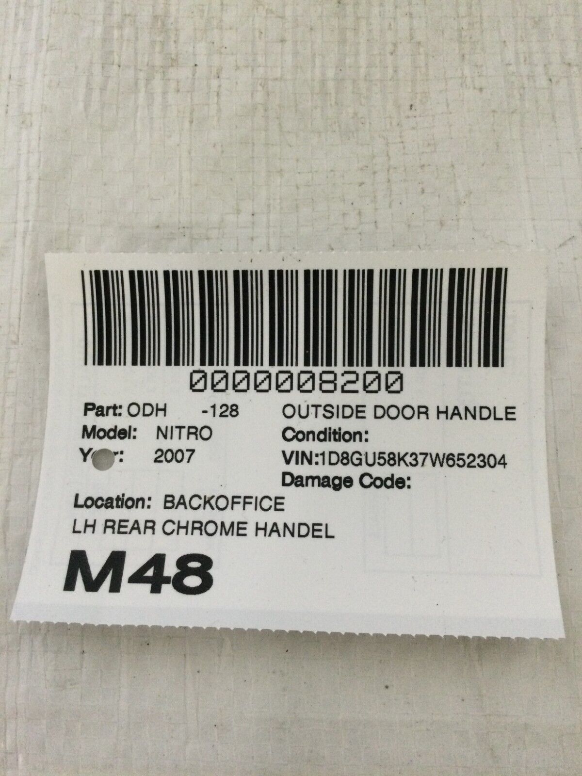 2007 Dodge Nitro Left Rear Chrome Handle OEM