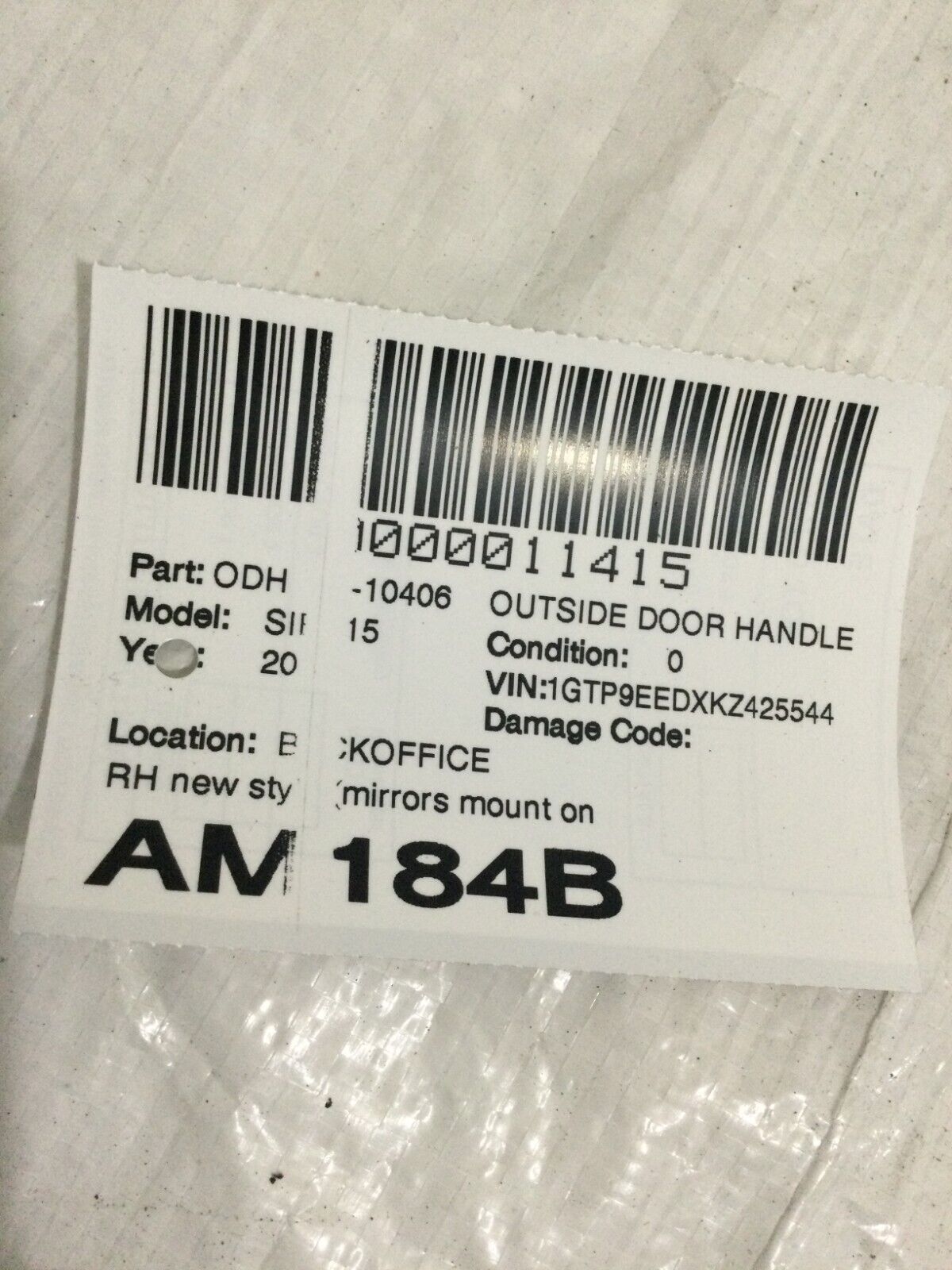 2019-2022 GMC Sierra 1500 Front Right Passenger Exterior Door Handle OEM