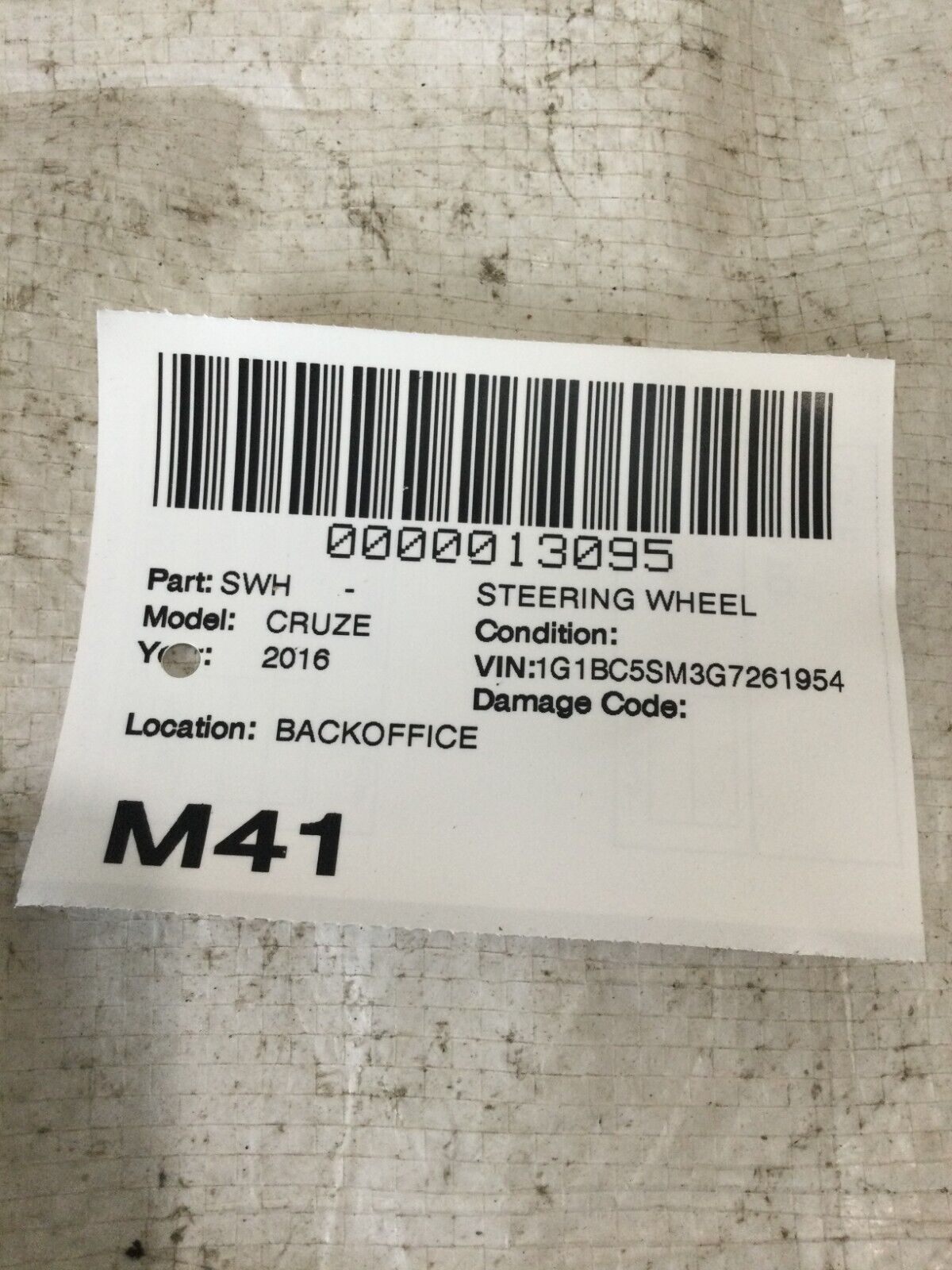 2016-2018 Chevrolet Cruze Strng Wheel  OEM 13467145
