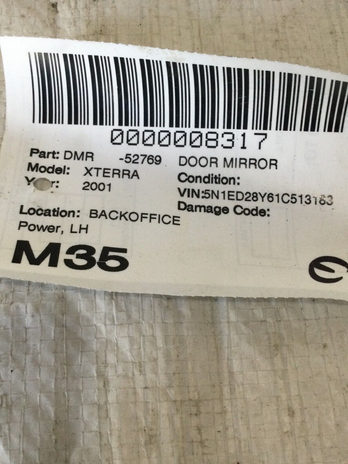 2001 Nissan Xterra Side View Power Door Mirror Left Driver Side OEM