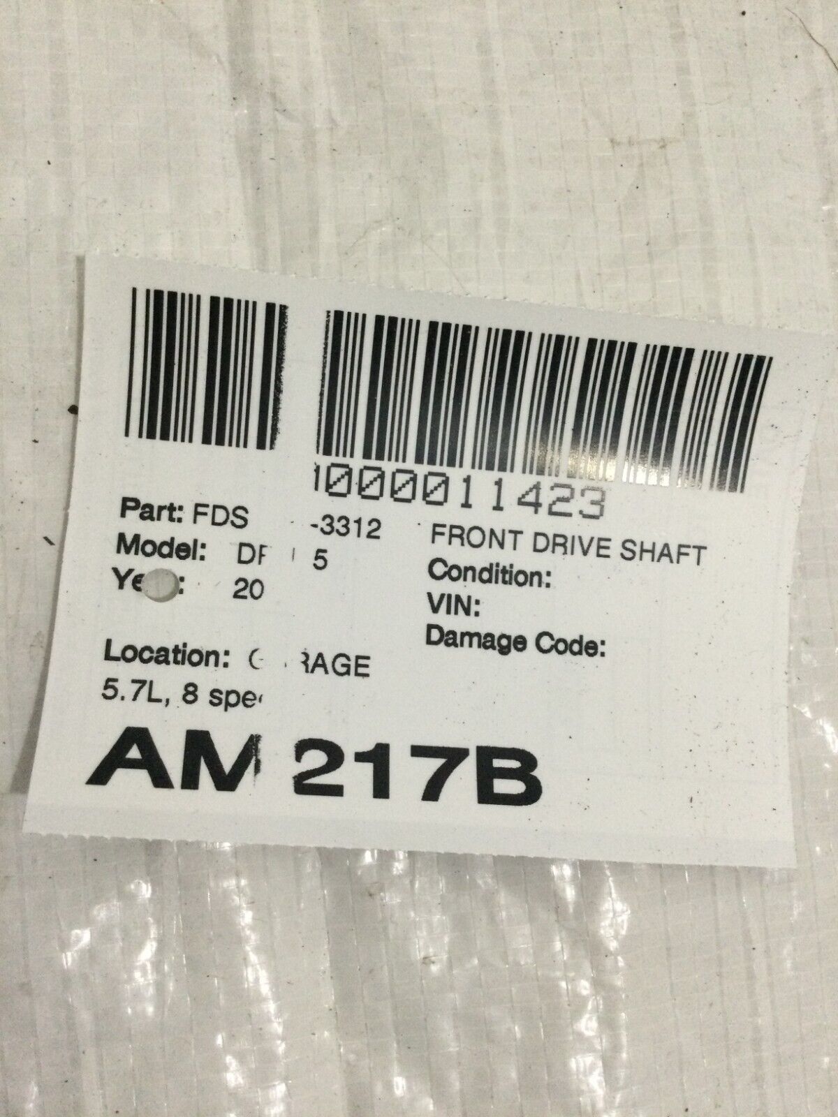 2005 Dodge Ram 1500 Front Drive Shaft OEM 5.7L