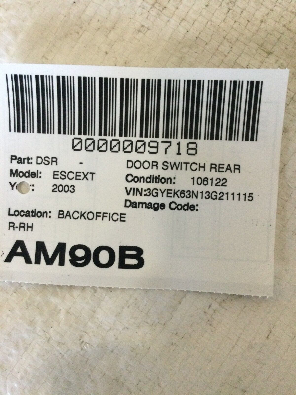 2003-2006 Cadillac Escalade EXT Rear Right Door Switch OEM