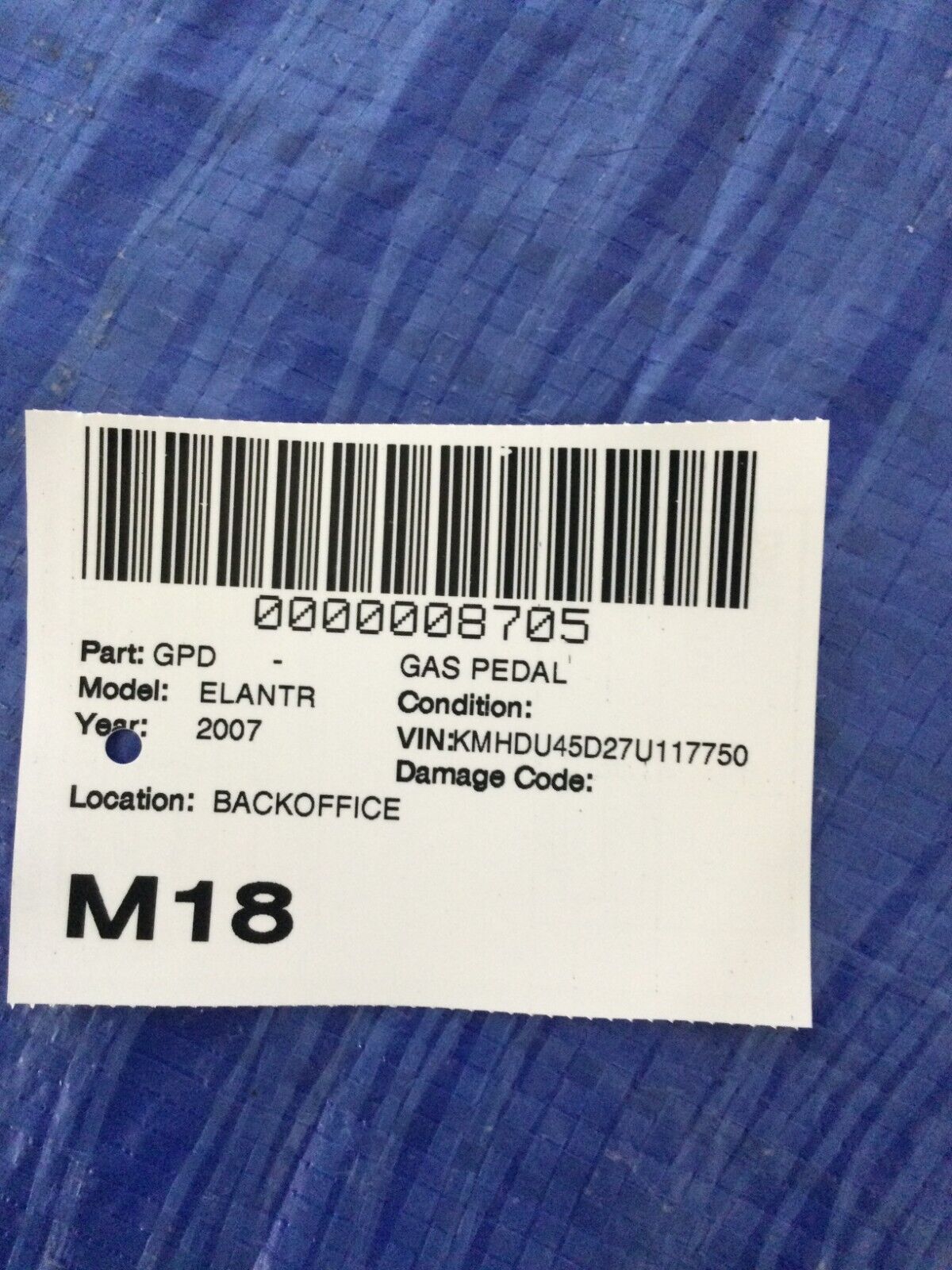 2007 Hyundai Elantra Accelerator Gas Pedal OEM