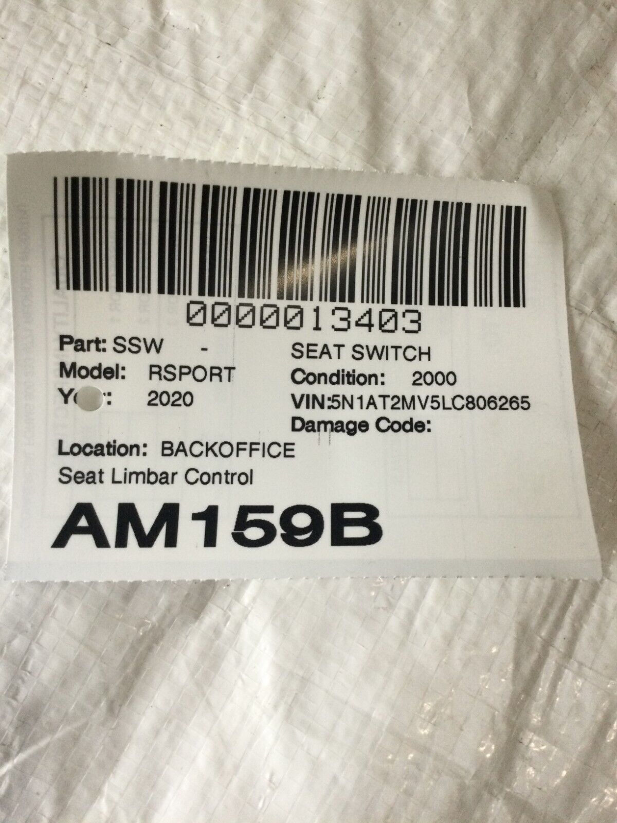 2020 Nissan Rogue Seat Lumbar Control Switch OEM