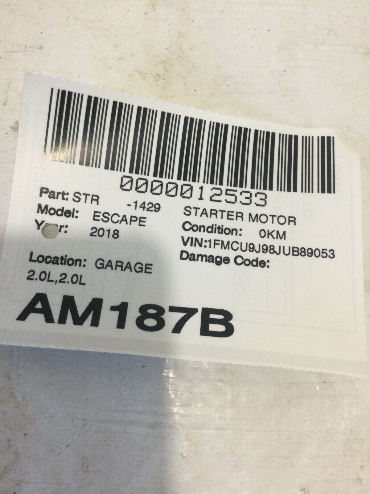 2018 Ford Escape 2.0L Engine Starter Motor OEM