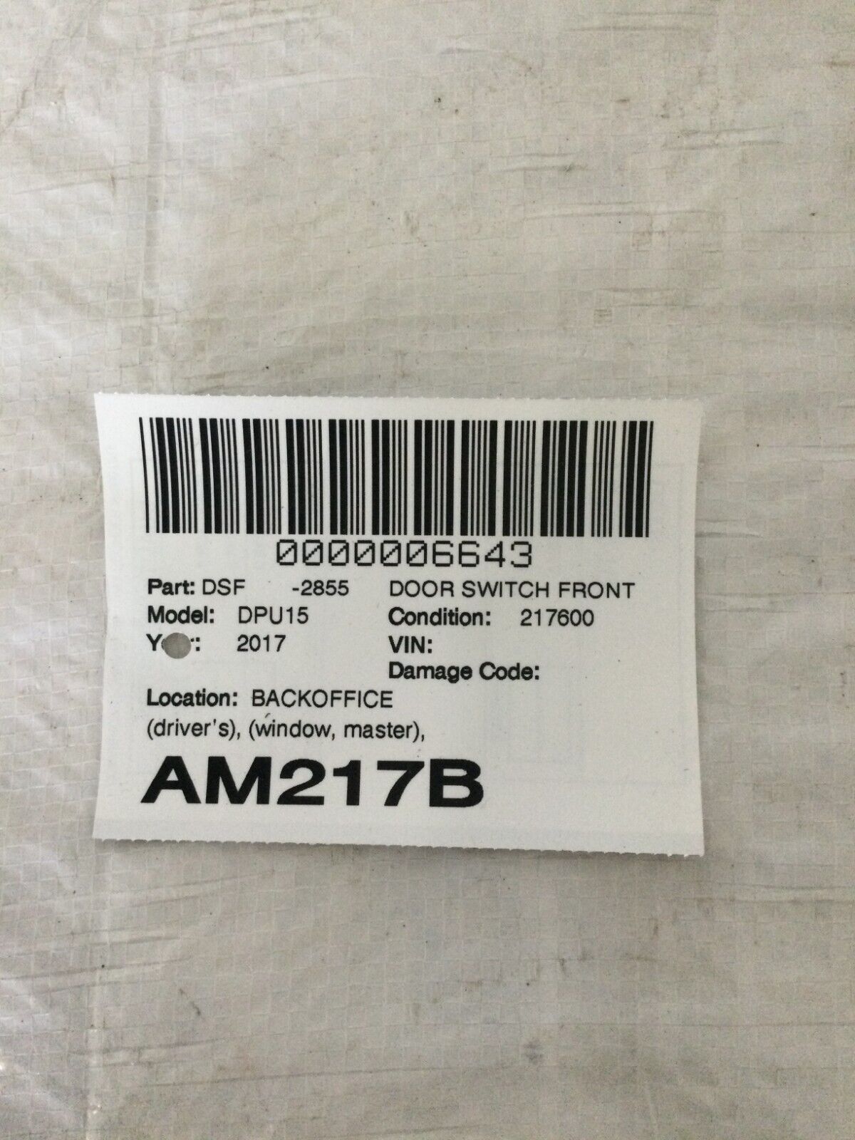 2016-2018 Ram 1500 Driver Left Door Master Power Window Switch 56046826AE