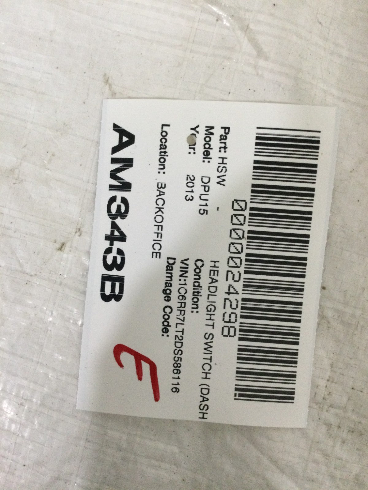 2013-2018 Dodge Ram 1500 Transfer Case Control Switch 68142277AB OEM