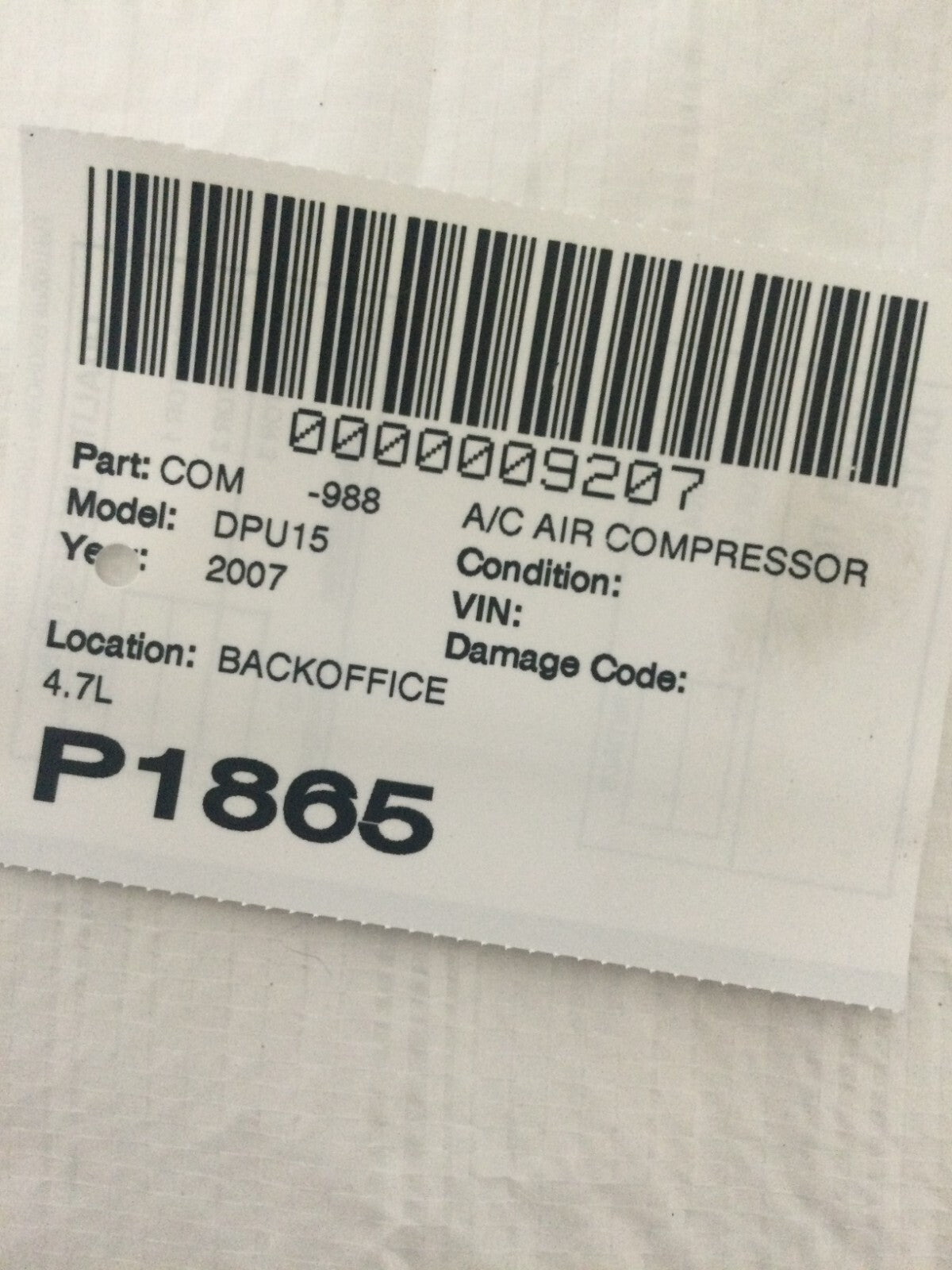 2007 Dodge Ram 1500 A/C Compressor OEM 4.7L  55056444AC