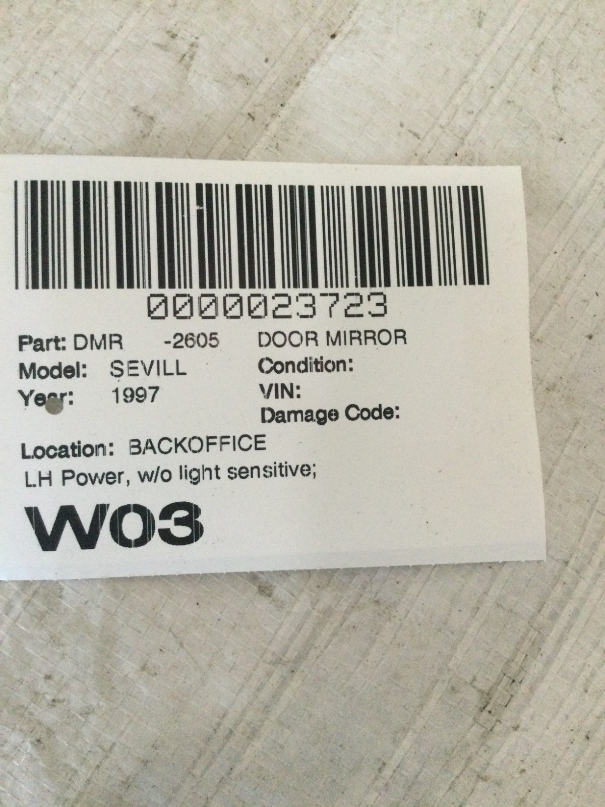 1997 Cadillac Seville Left Door Mirror OEM MARKED DAMAGE