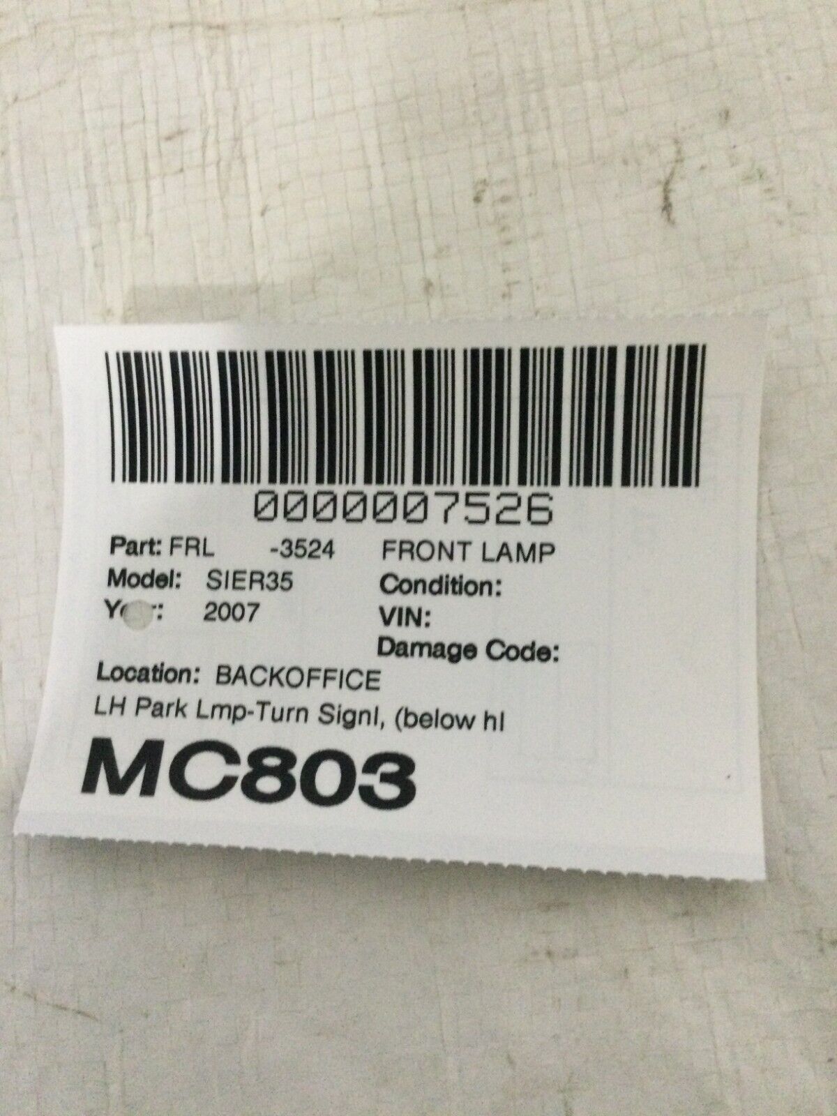 1999-2007 GMC Sierra 1500  Left Driver Side Turn Signal OEM LH 16524675