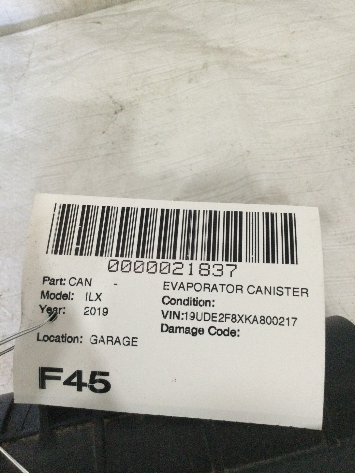 2019 Acura TLX Charcoal Vapor Canister Tank OEM