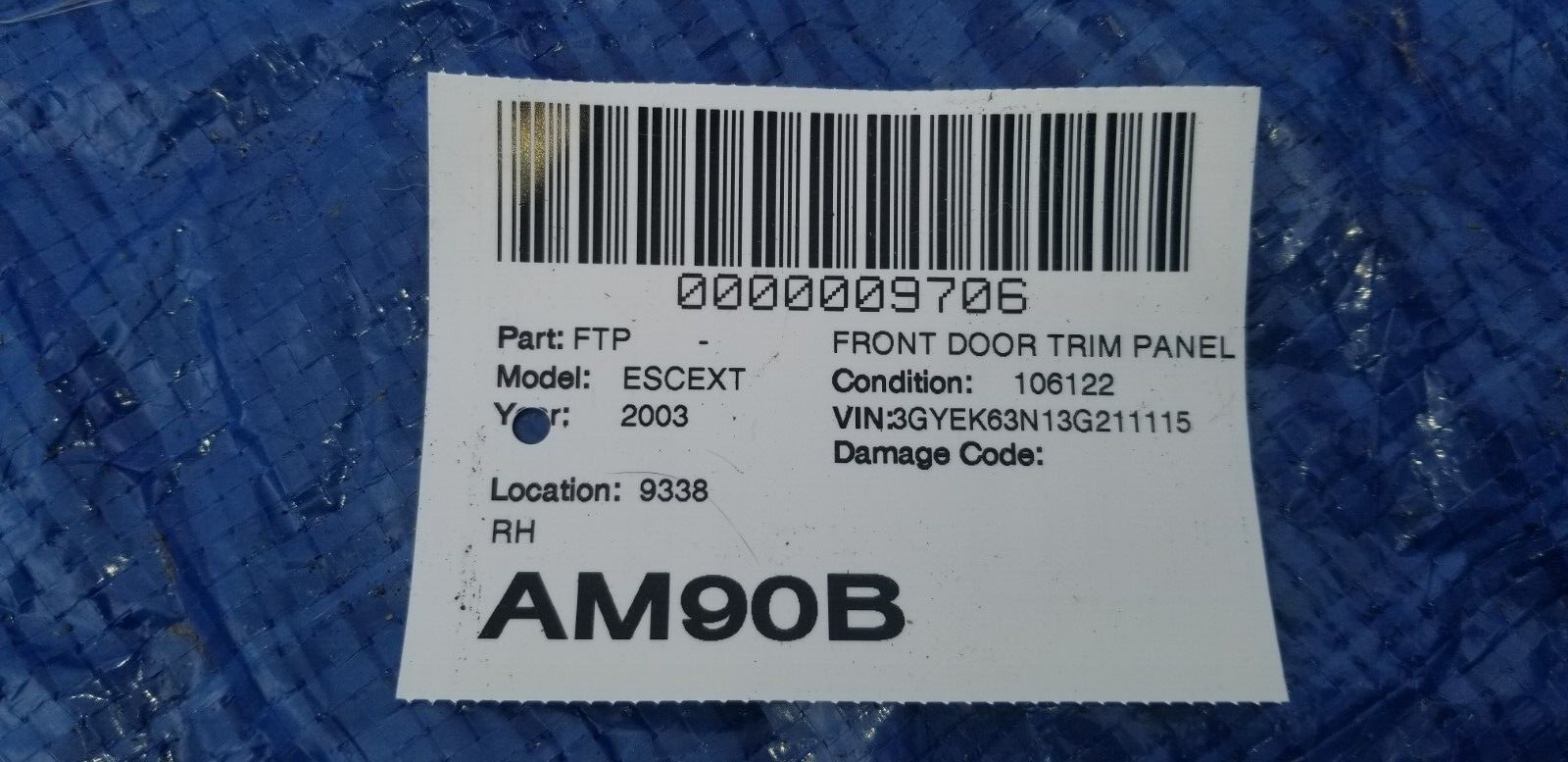 2003-2006 Cadillac Escalade EXT Front Right Door Trim Panel OEM 15192755