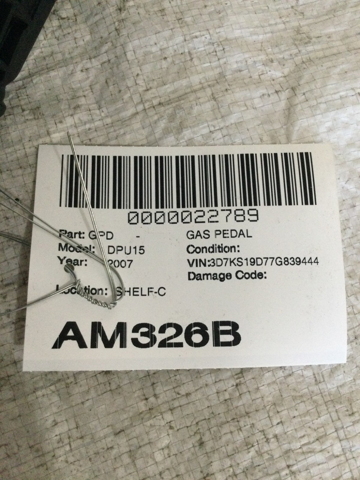 2007-2008 Dodge Ram 1500 Accelerator Pedal OEM 53034003AB