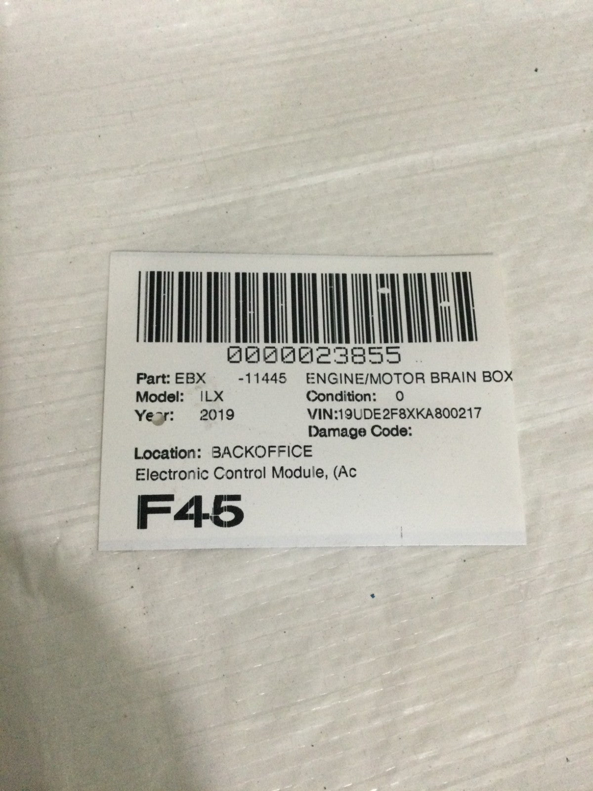 2019 Acura ILX 2.4L ECU ECM Engine Control Module Computer OEM 37820-R4H-A84