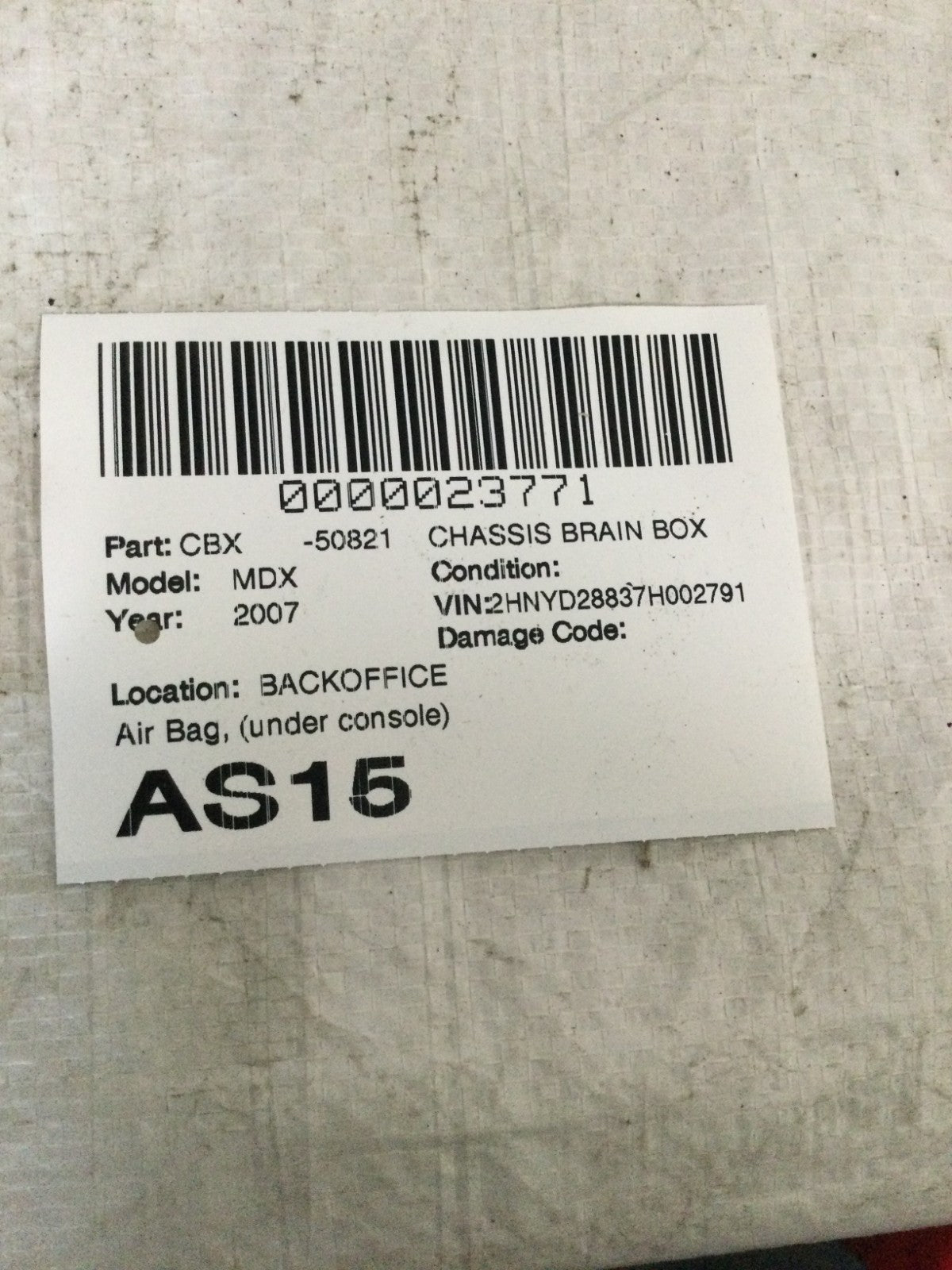 2007 Acura MDX SRS Control Module OEM 77960-STX-A010-M1
