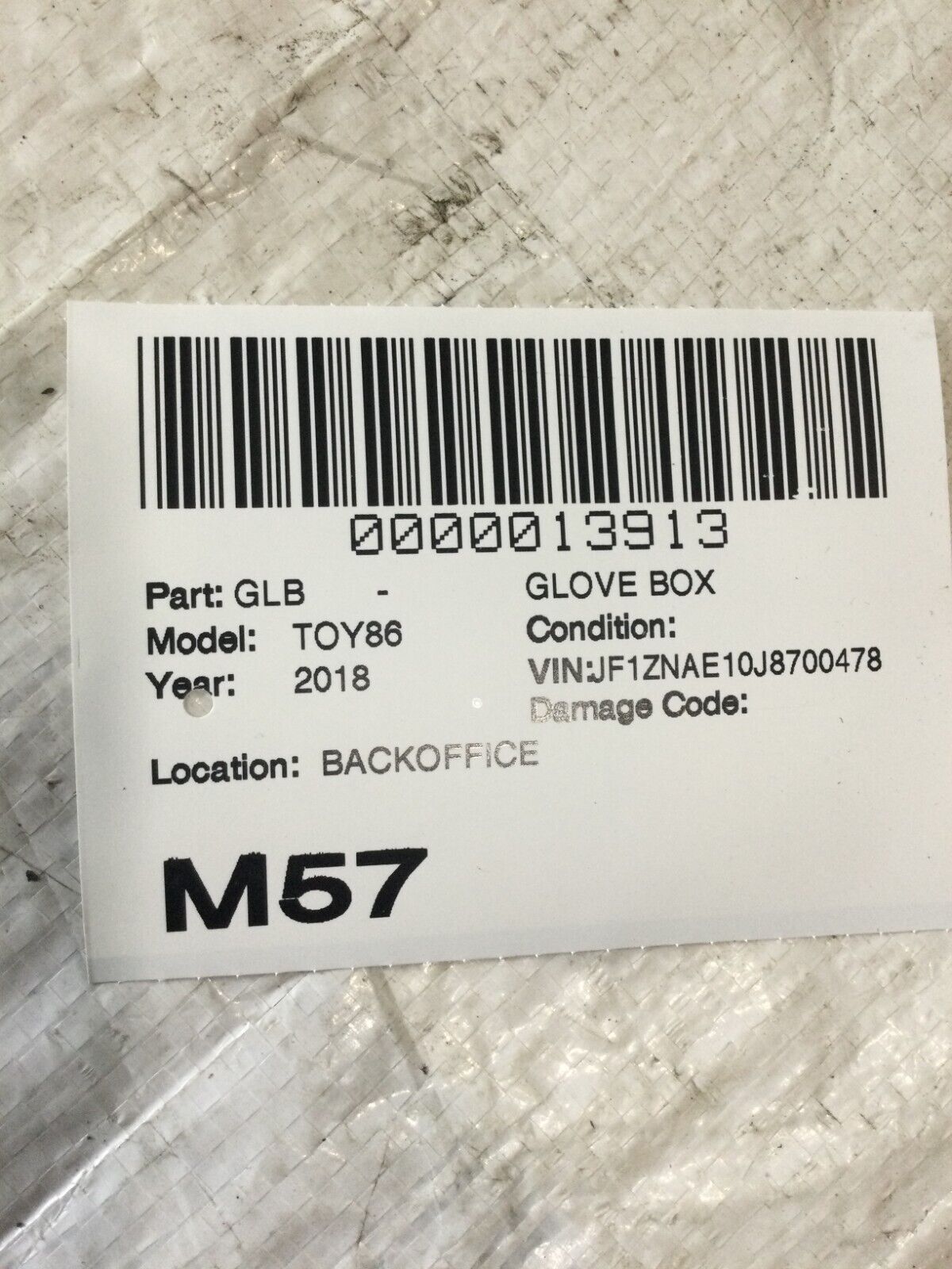 2018 Toyota 86 Glove Box Assembly OEM