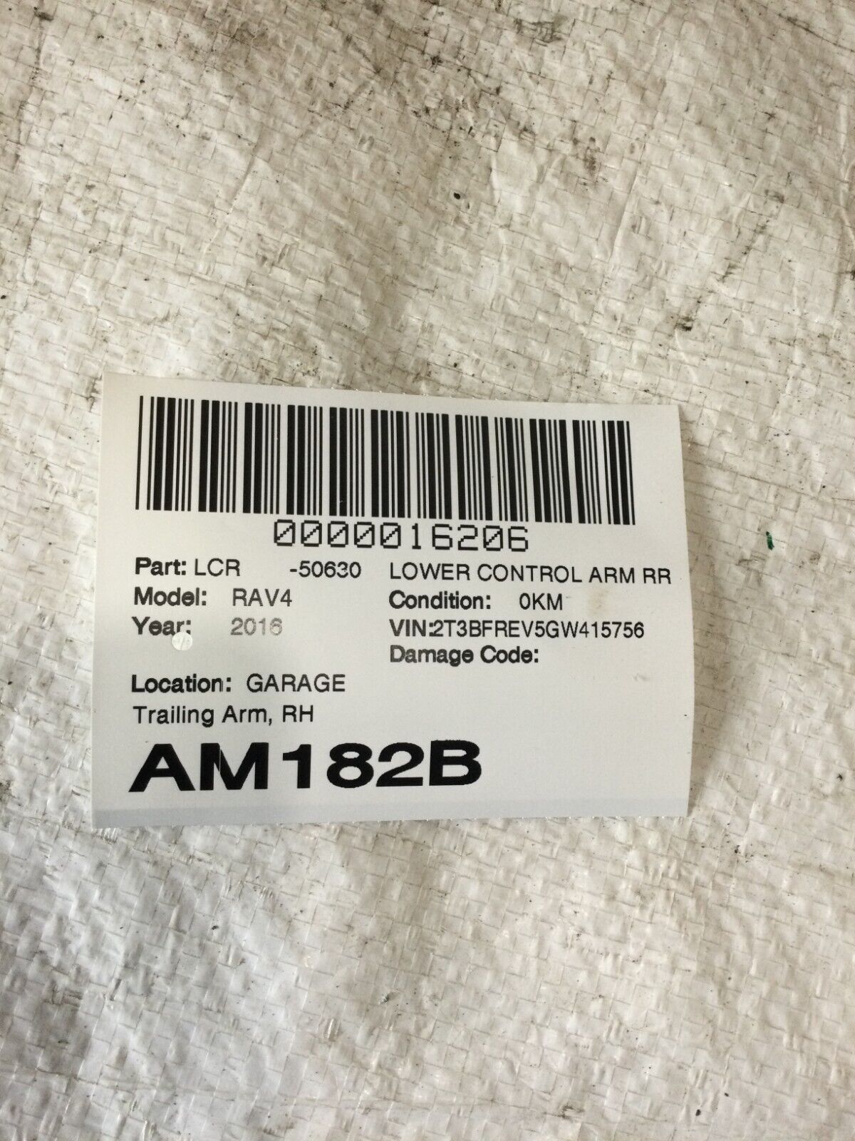 2016 Toyota Rav4 Lower Control Trailing Arm Rear Right OEM