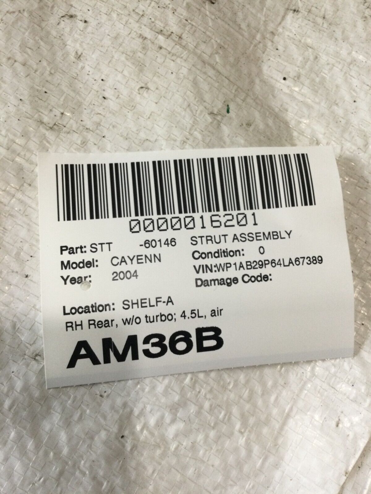 2003-2006 Porsche Cayenne Turbo Right Rear Shock Strut Absorber 7L5512022G OEM