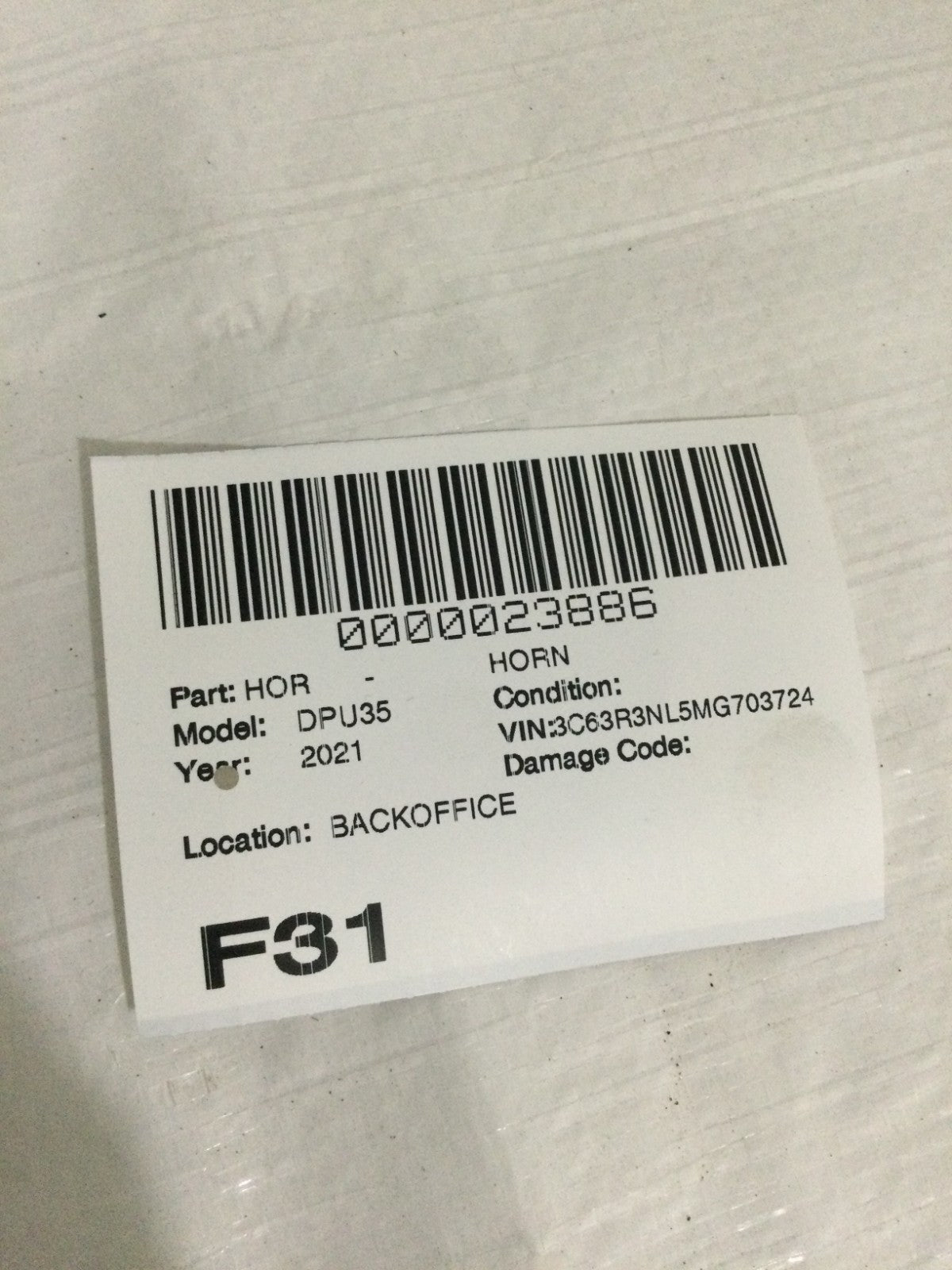 2021 Dodge Ram 3500 RH and LH Side Horn OEM