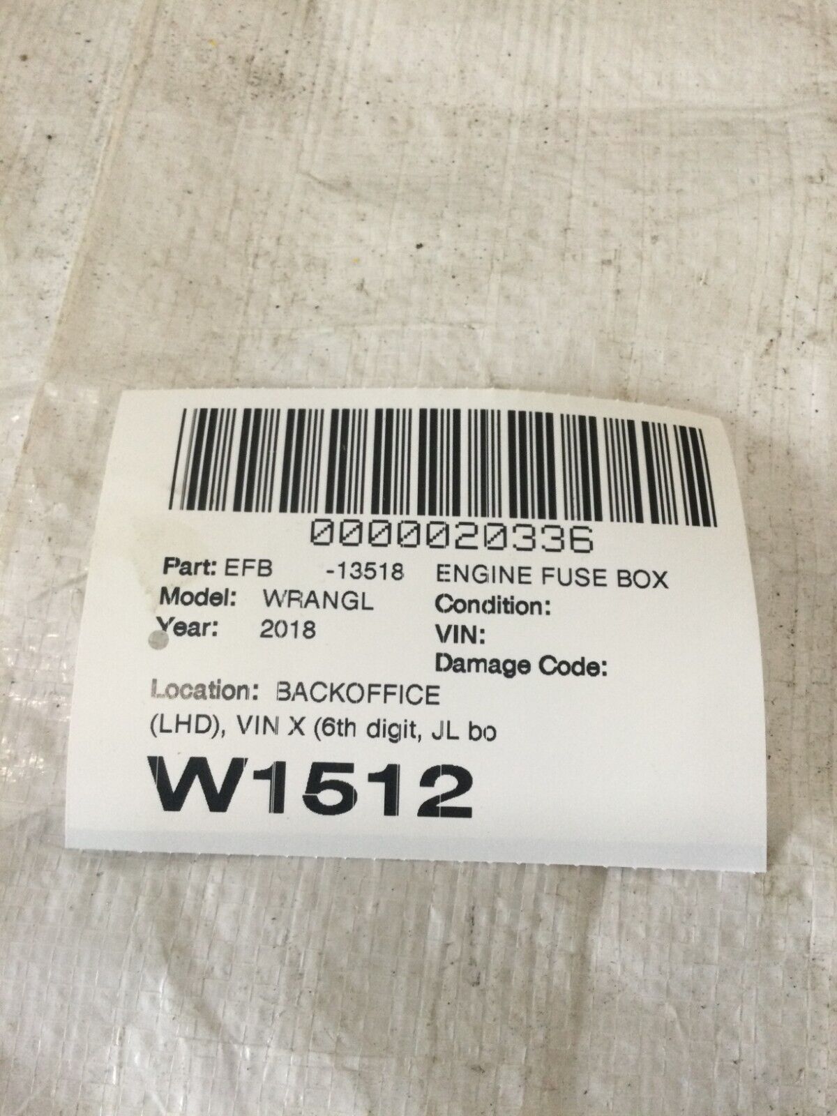 2017 2018 Jeep Wrangler Totally Integrated Power Module Fusebox TIPM 68303924AB