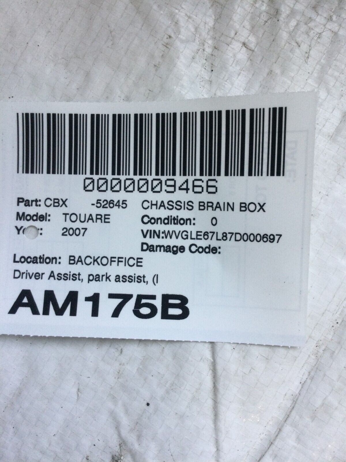 2007 Volkswagen Touareg Parking Assist Control Module OEM