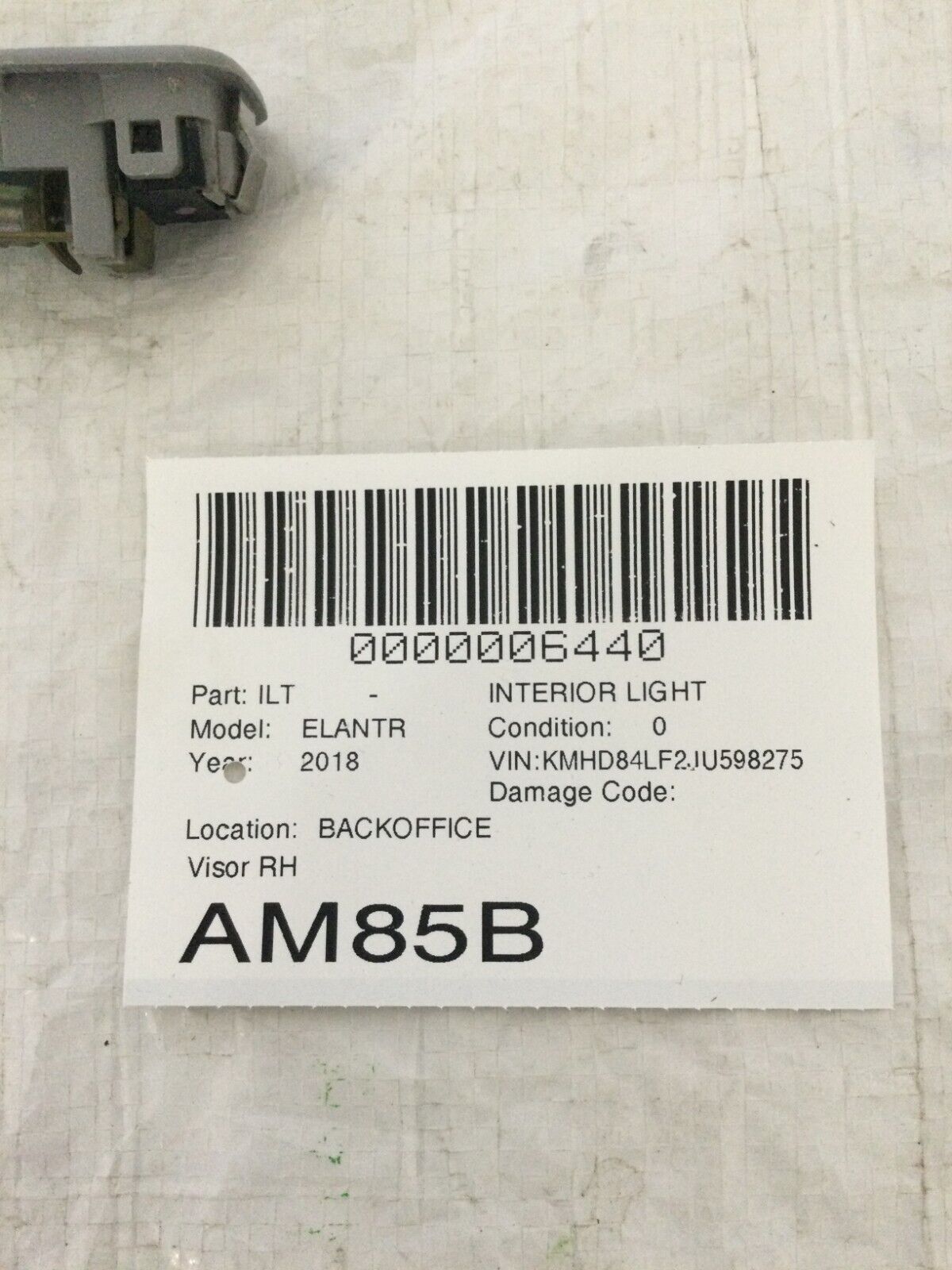 2017-2019 Hyundai Elantra Right Passenger Sun Visor Switch OEM 