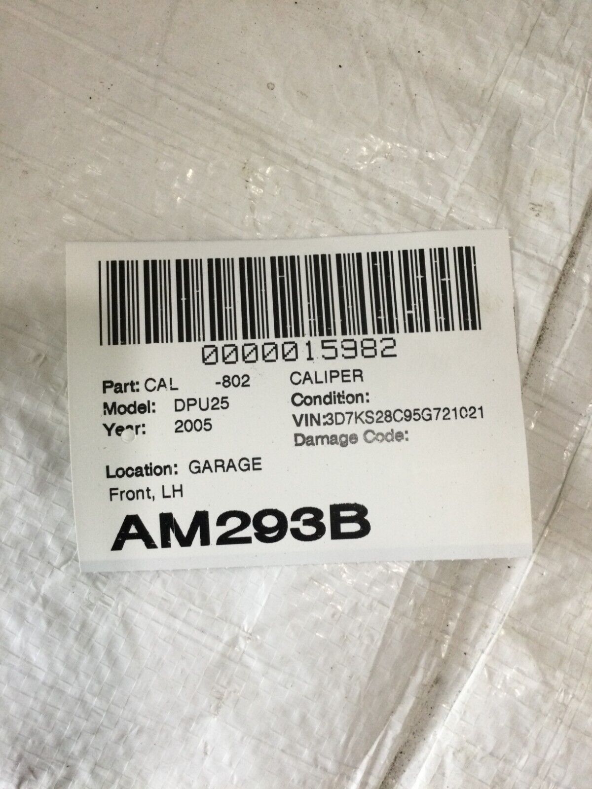 2005 Dodge Ram 2500 Left Side Brake  Caliper OEM