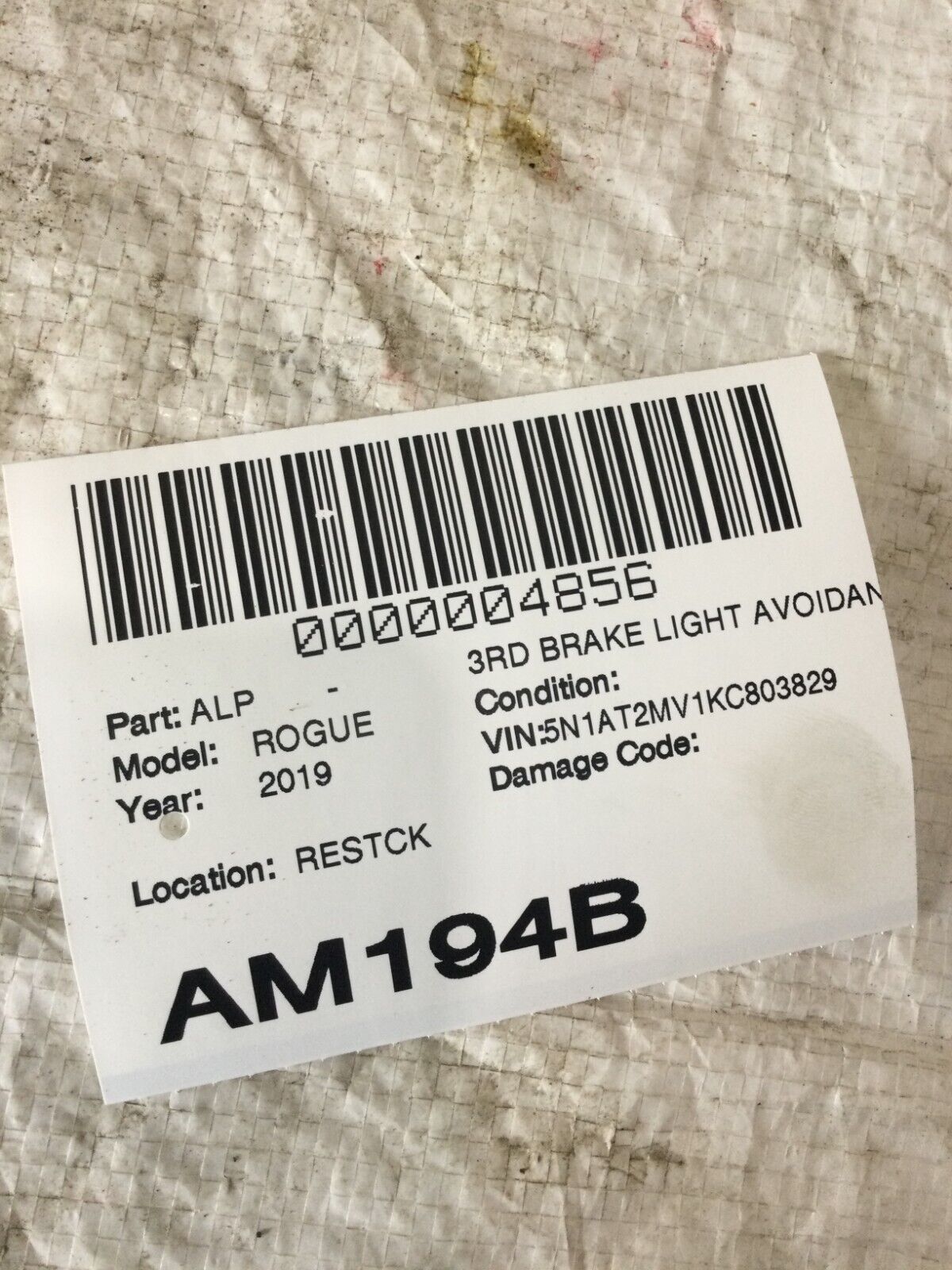 2019 Nissan Rogue SUV Center High Mount Stop Light 3rd Brake Lamp 265904BA0A OEM