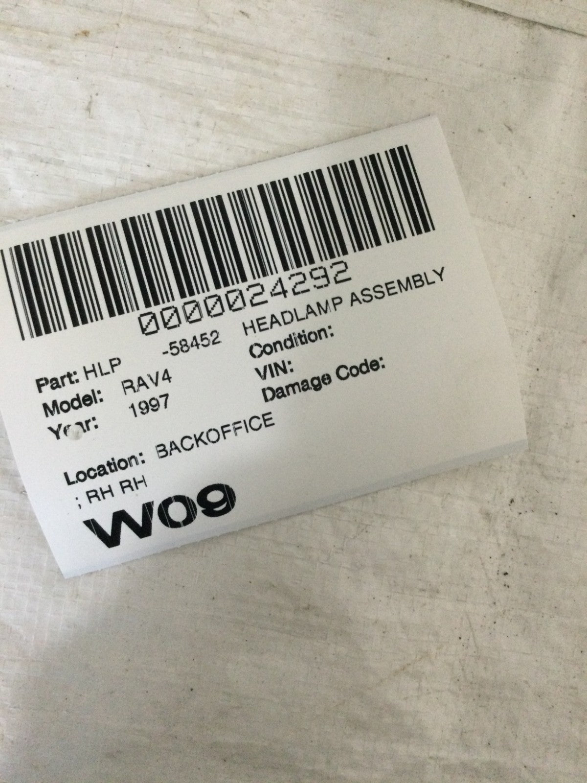 1997-2000 Toyota RAV4 Right Headlight OEM