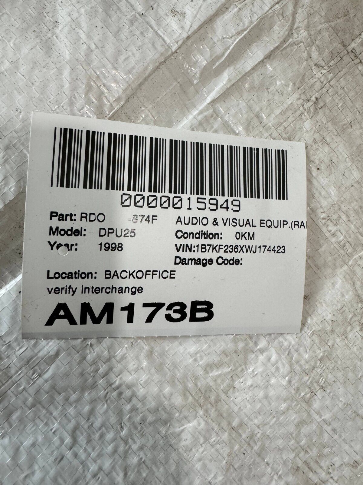 1998 Dodge Ram 2500 Sony CDX GT21W CD Player MP3 In Dash Receiver OEM