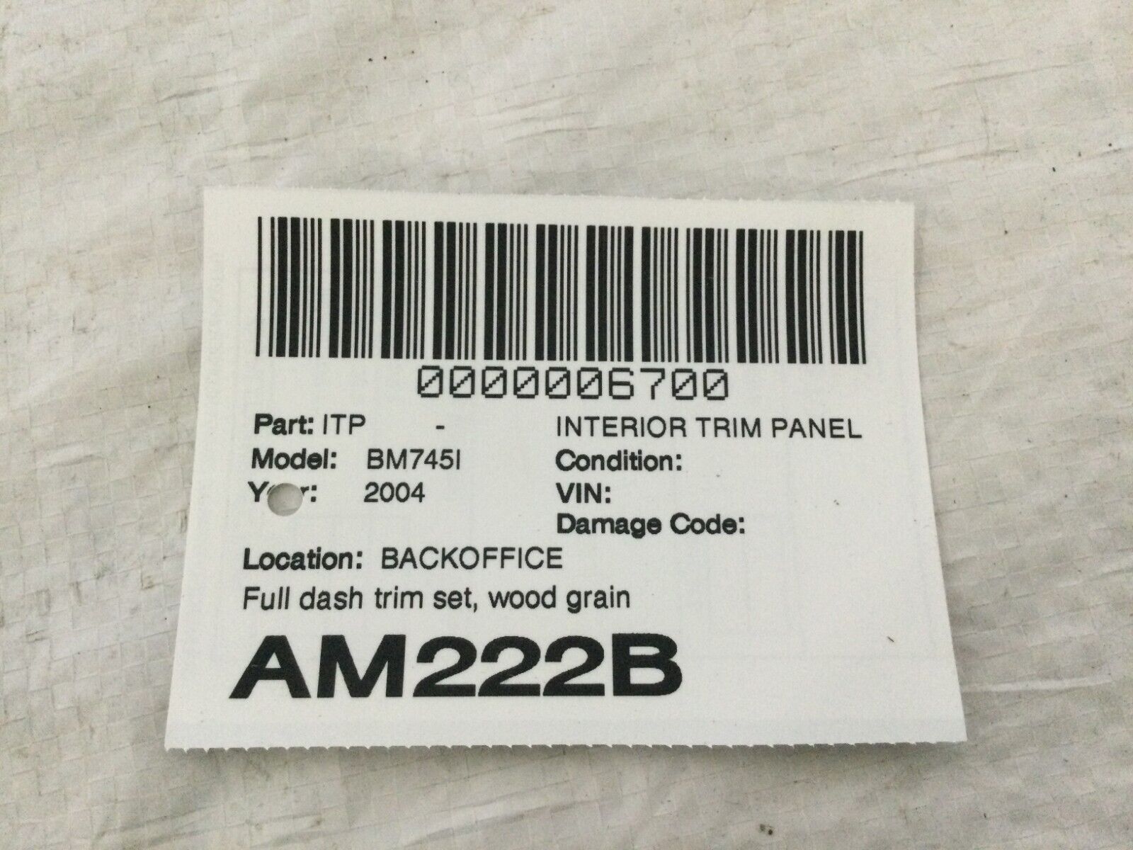 2004 BMW E65 E66 745i 745Li Interior Dash Wood Grain Trim Panels OEM