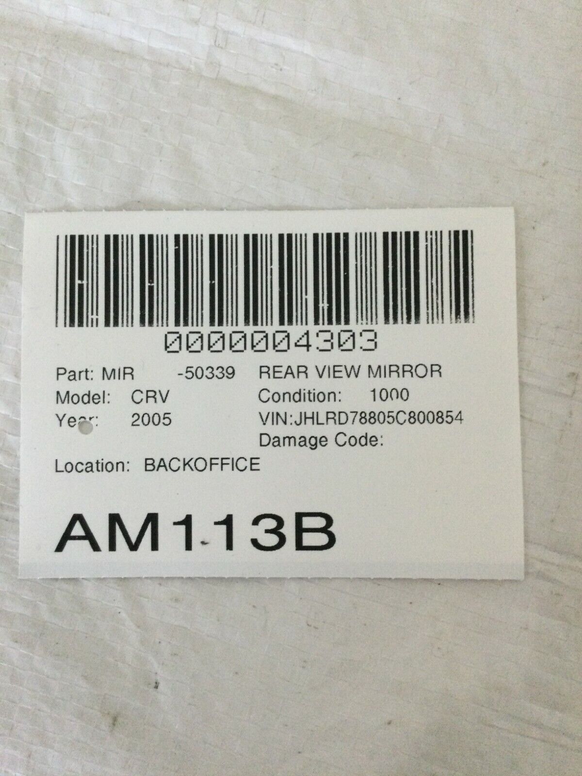 2002-2005 Honda CR-V CRV Interior Rear View Mirror OEM