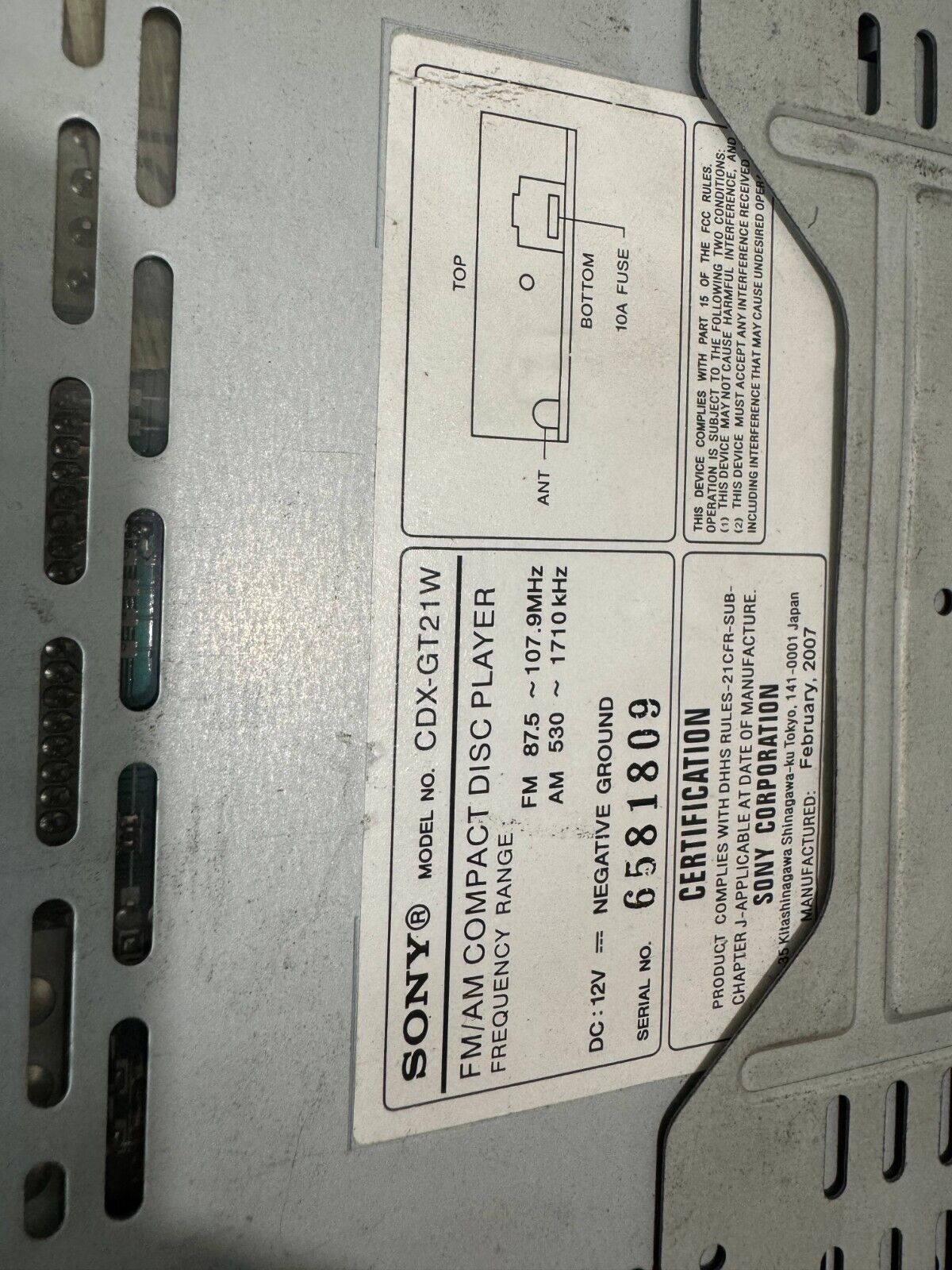 1998 Dodge Ram 2500 Sony CDX GT21W CD Player MP3 In Dash Receiver OEM