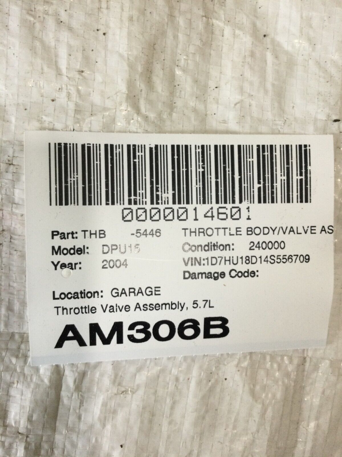 2004 Dodge Ram 1500 Throttle Body Assembly 53032801AC 5.7L OEM