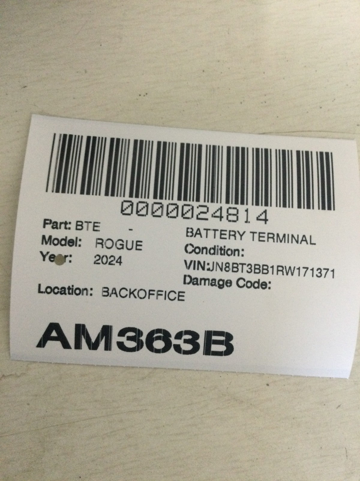 2024 Nissan Rogue 1.5L Battery Terminal Relay Fuse OEM