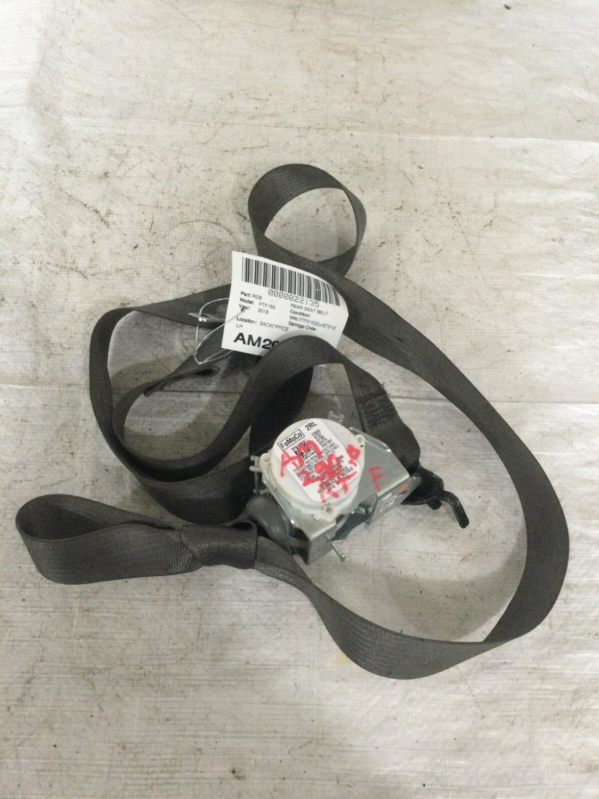 2018 Ford F-150 Rear Left Seat Belt OEM