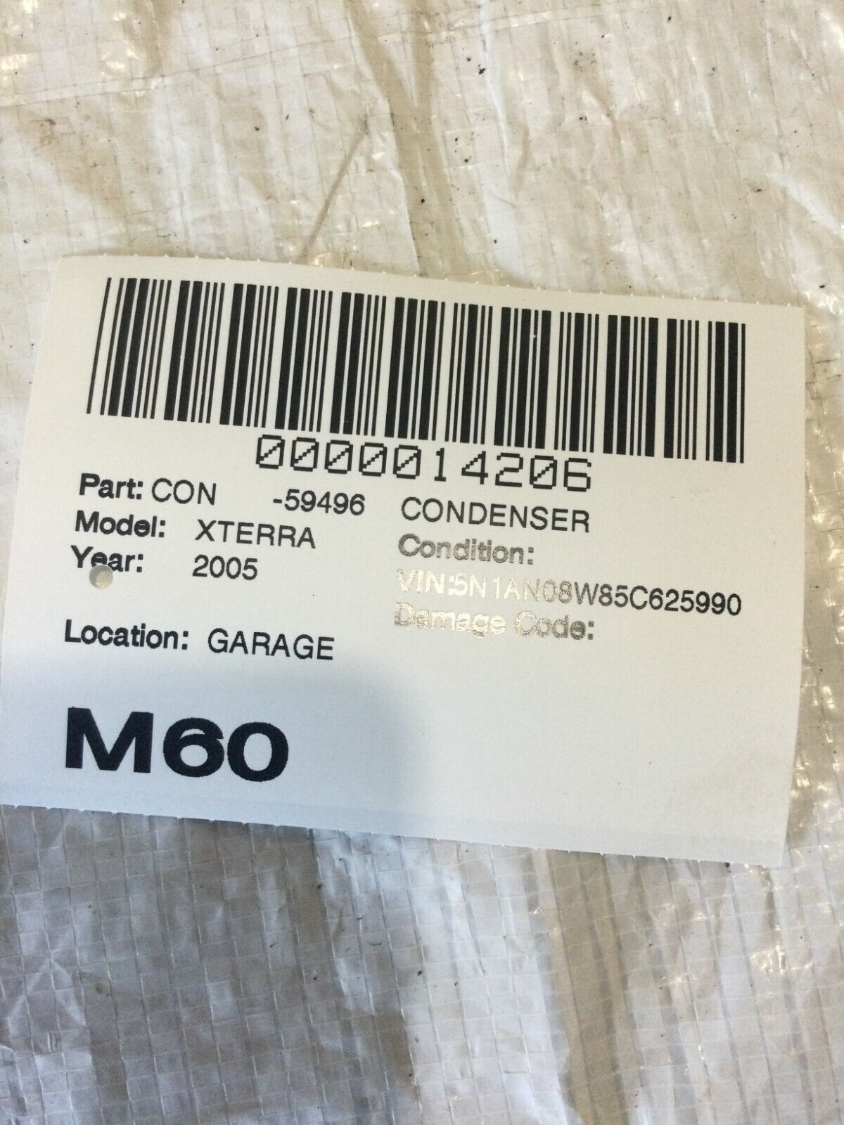 2005  Nissan Xterrar AC Condenser 92100EA500