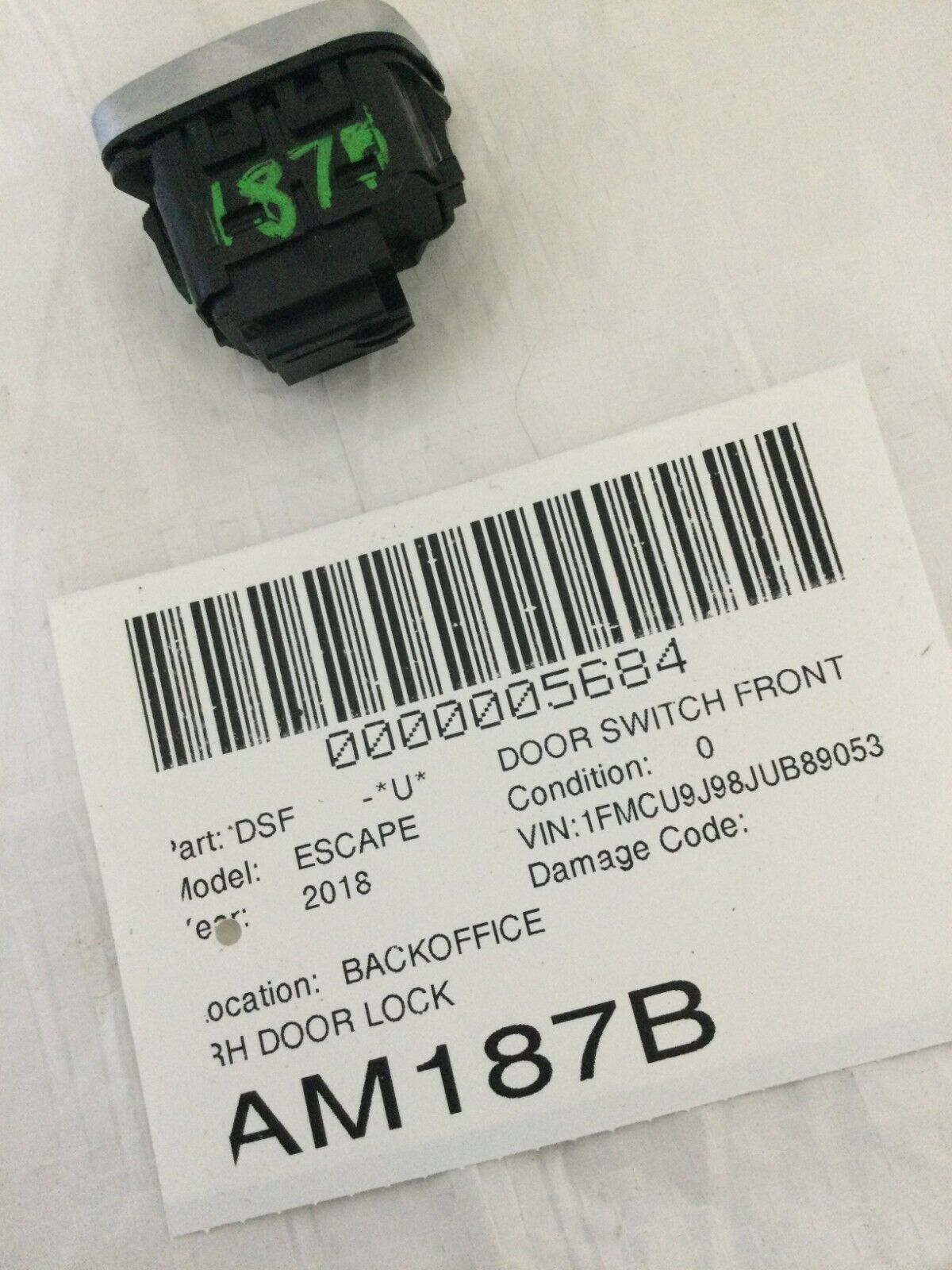 2017-2019 Ford Escape Front Right Passenger Door Lock Switch Button OEM