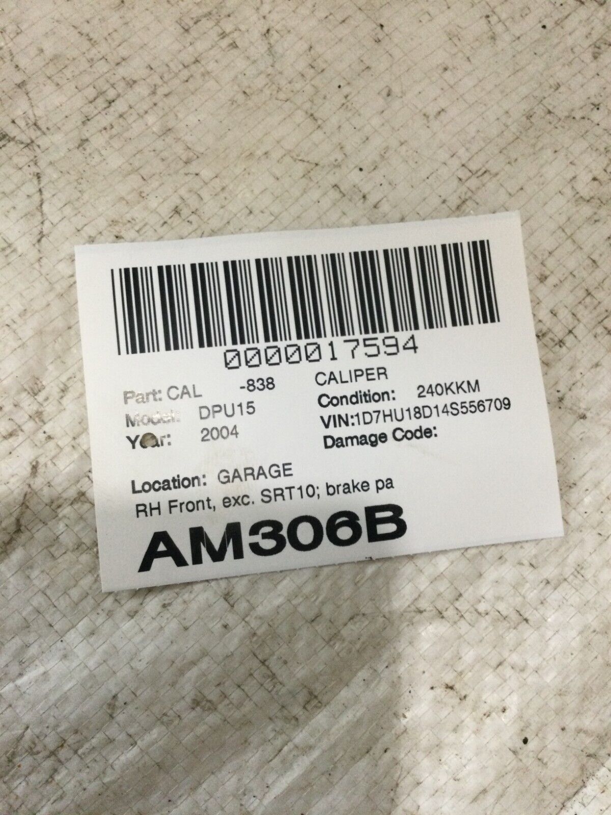 2002-2004 Dodge Ram 1500 Front Right Brake Caliper OEM