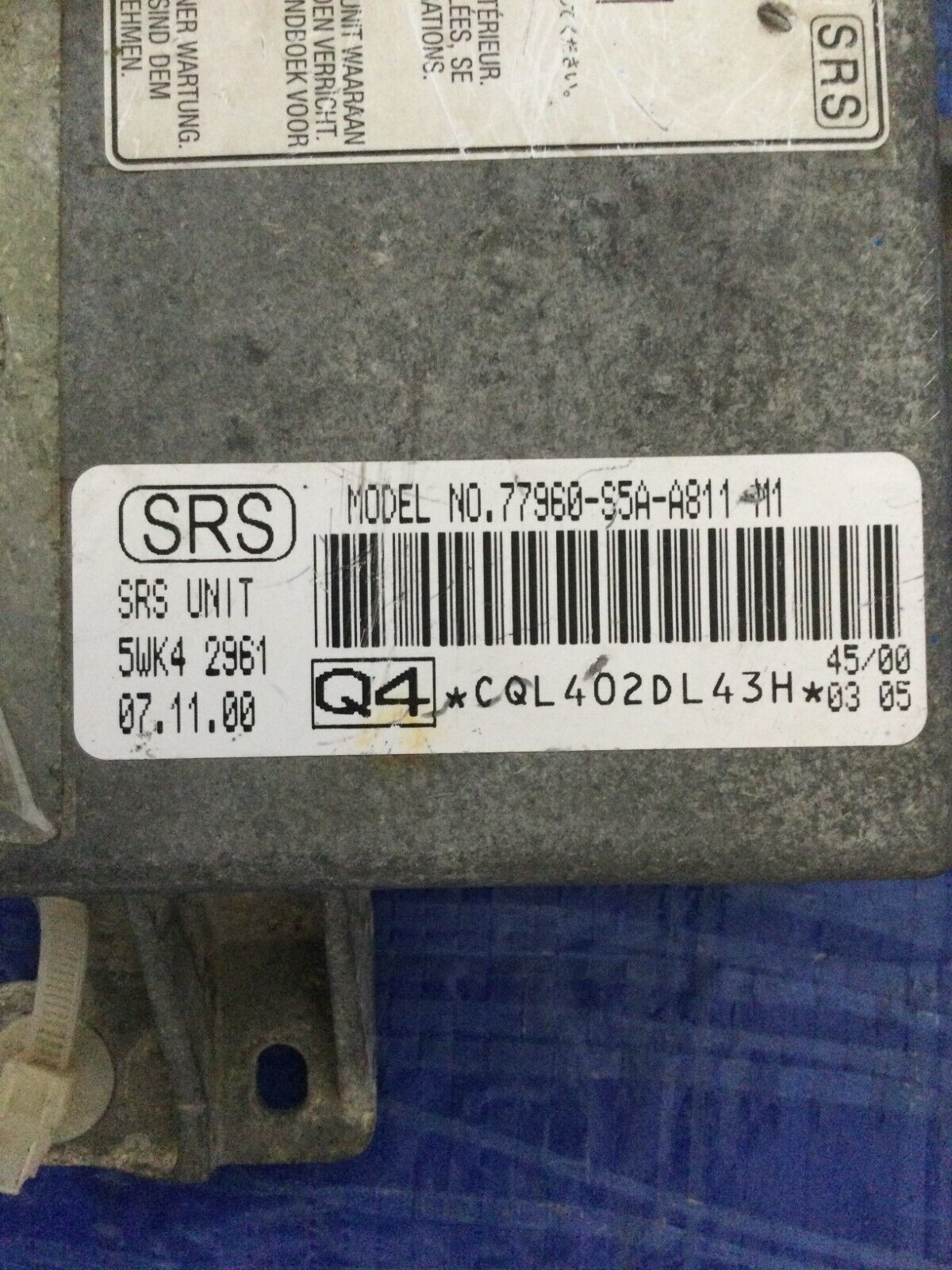2001-2003 Honda Civic SRS Control Module 77960-S5A-A811-M1  OEM