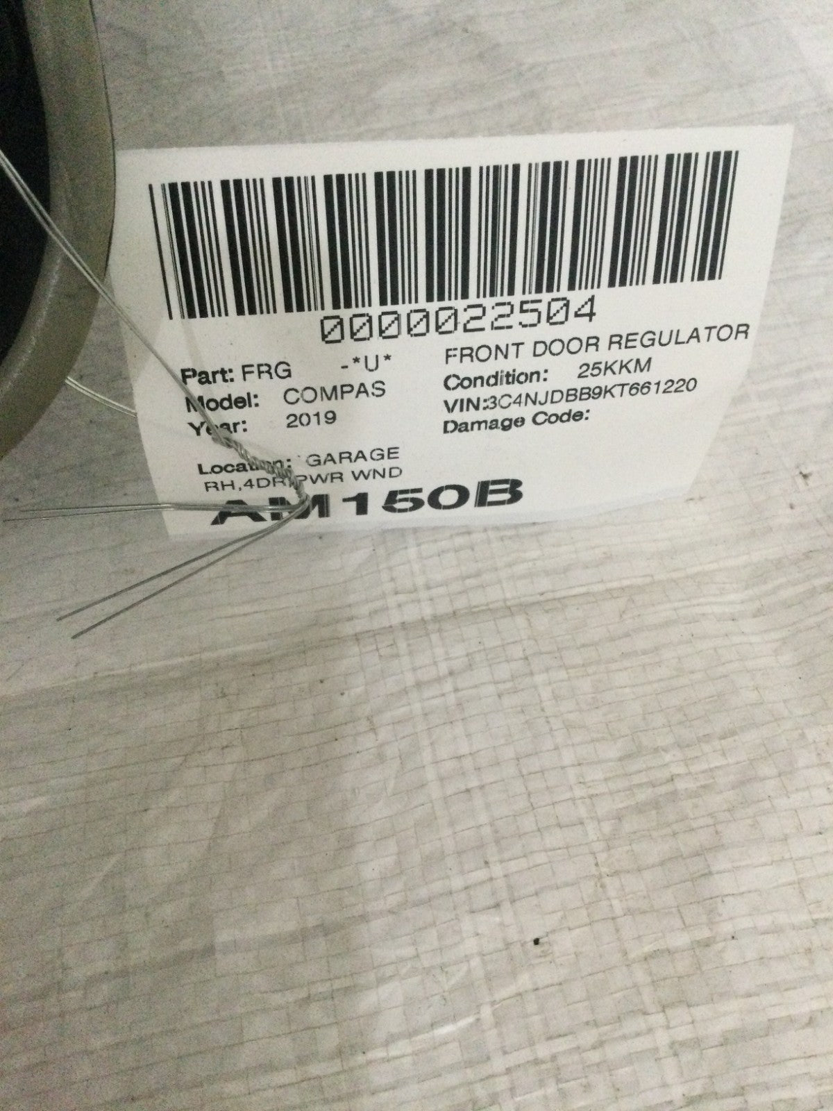 2019-2024 Jeep Compass Front Right Door Window Glass Regulator OEM 68242678AA