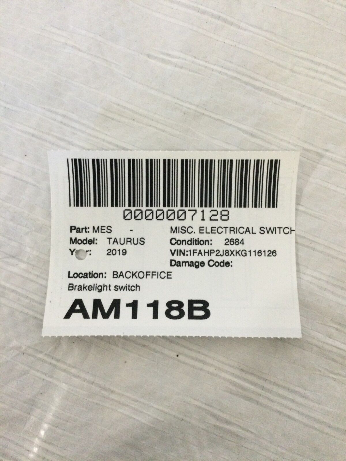2017-2019 Ford Taurus Brake Pedal Light Lamp Sensor Switch OEM GL3T-9G854-BA