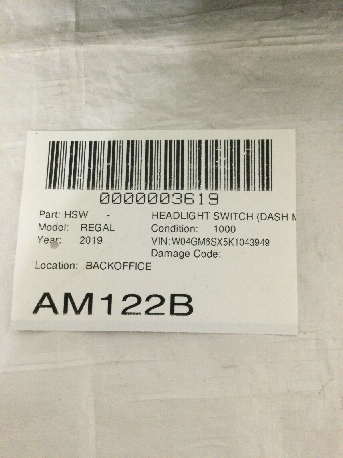 2019 Buick Regal Headlamp Control Switch W/ Trim OEM 84201596