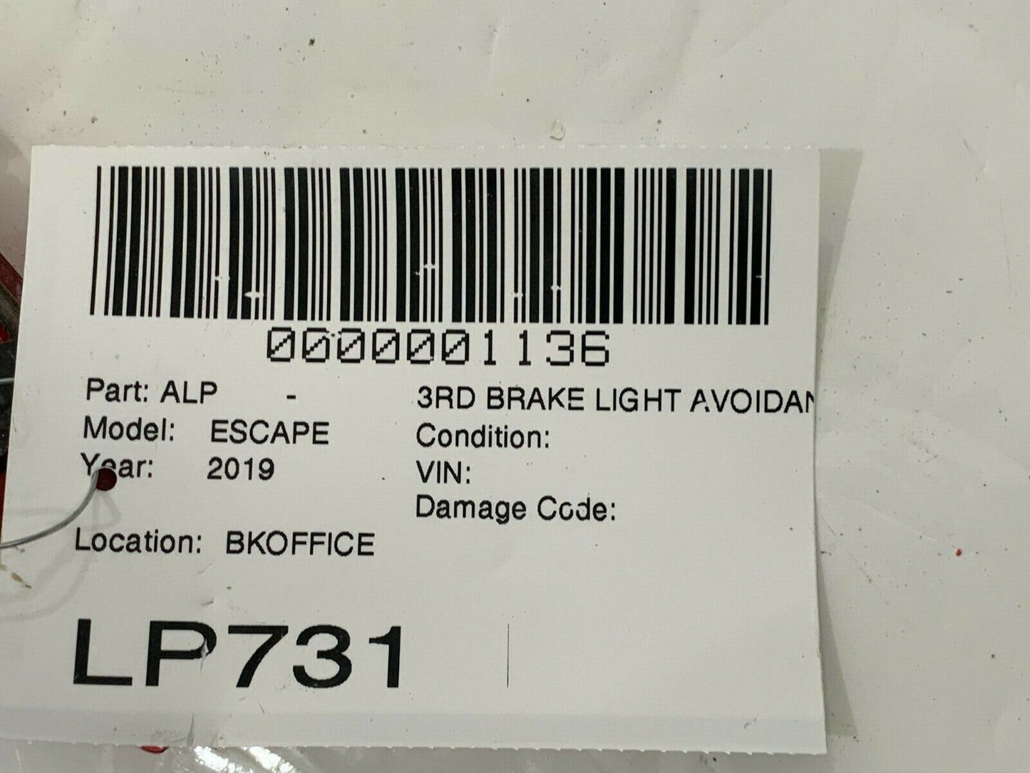 2019 Ford Escape Third Brake 3rd Light OEM